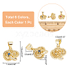  6Pcs 6 Colors Brass Micro Pave Cubic Zirconia Charms KK-NB0001-75-2