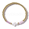 Fashionable Cross Shell & Brass Beads Stretch Bracelets for Women Girls Gift GU8282-1-1