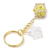 Glass Seed Bead Cube with Acrylic Star Keychain KEYC-MZ00027-03-4