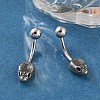 Snake Head 316 Surgical Stainless Steel Cubic Zirconia Belly Button Rings EJEW-G416-16AS-02-3