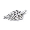 Rack Plating Brass Micro Pave Clear Cubic Zirconia Hollow Leaf Connector Charms KK-A234-055P-2