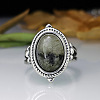 Oval Zinc Alloy Natural Labradorite Finger Rings WG970F5-03-4