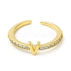 Clear Cubic Zirconia Initial Letter Open Cuff Ring RJEW-H120-09G-V-2