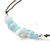 Natural Aquamarine Chips Braided Bead Bracelet BJEW-JB08019-10-4