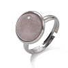 Half Round Natural Rose Quartz Finger Rings X-RJEW-M062-01P-17-2