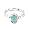 Oval Natural Amazonite Adjustable Rings RJEW-Q817-04P-08-2