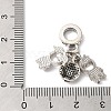 Rack Plating Alloy Light Rose Rhinestone European Dangle Charms PALLOY-S189-17P-3