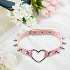 Adjustable Adjustable Gothic PU Leather Alloy Spike Rivet Heart Choker Necklaces for Women NJEW-WH20816-006P-D-4