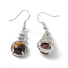 Natural Tiger Eye Gourd Dangle Earrings with Crystal Rhinestone EJEW-A092-04P-08-2