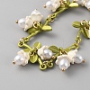 Plastic Pearl Beaded Flower Link Chain Bracelet BJEW-WH0011-22-2