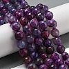 Faceted Natural Fire Crackle Agate Beads Strands G-F447-12mm-N01-2