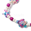 Starfish & Turtle Synthetic Turquoise Dyed Beads Stretch Bracelets for Women BJEW-JB11920-04-3