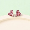 Brass Enamel Heart Stud Earrings EJEW-I322-08P-2
