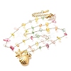 Summer Beach 304 Stainless Steel Cubic Zirconia & Colorful Dyed Crystal Tassel Necklaces NJEW-R014-02G-2