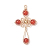 4Pcs 4 Styles Natural Carnelian(Dyed & Heated) Pendants PALLOY-TA00326-02-1