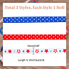 AHADERMAKER 3 Rolls 3 Colors Independence Day Theme Polyester Grosgrain Ribbon OCOR-GA0001-58-2