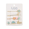 Conch/Starfish/Shell Shape Alloy Hair Bobby Pin Sets AJEW-A056-02D-2