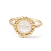 Smiling Face Natural Freshwater Shell Finger Rings for Women RJEW-JR00835-4