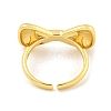Brass Bowknot Open Cuff Ring for Women RJEW-M173-05G-3