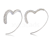 Brass Heart Dangle Earrings with 925 Sterling Silver Pins for Women JE1092A-1