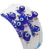 6Pcs 6 Style Glass & Lampwork Evil Eye & Hamsa Hand Beaded Stretch Bracelets Set BJEW-JB09415-4