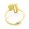 Mixed Color Enamel Initial Letter Adjustable Ring with Clear Cubic Zirconia RJEW-P045-01G-F-3