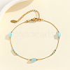 304 Stainless Steel with Glass Column Bead Anklets FS-WGCFE90-05-1