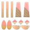 20Pcs 5 Style Resin & Wood Semi Circle Pendants RESI-LS0001-45-2