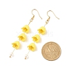 Acrylic Flower with Plastic Pearl Long Dangle Earrings EJEW-JE04941-04-4