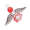 Pearlized Glass Pearl Bead Pendants PALLOY-JF03205-05-4