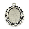 Tibetan Style Oval Alloy Pendant Cabochon Settings TIBEP-Q045-007AS-RS-1