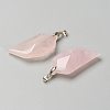 Natural Rose Quartz Pendants G-P445-D09-2