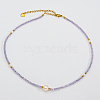 Summer Faceted Glass & Imitation Pearl Stainless Steel Beaded Necklaces for Women JT8933-2-1