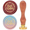 Brass Wax Seal Stamps with Rosewood Handle AJEW-WH0412-0097-1