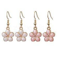 Flower Alloy Enamel Dangle Earrings for Women EJEW-JE06156