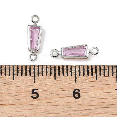 SHEGRACE Brass Pave Cubic Zirconia Trapezoid Connector Charms XGRQ2O907-444B-P-1