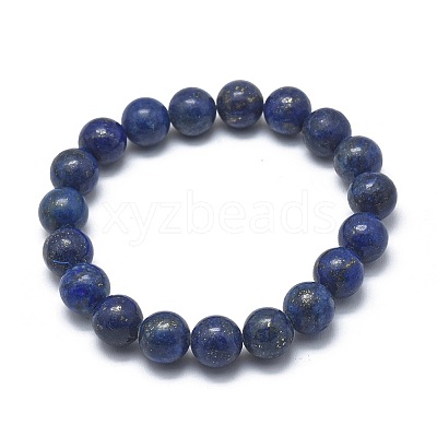 Natural Lapis Lazuli(Dyed) Bead Stretch Bracelets BJEW-K212-B-047-1