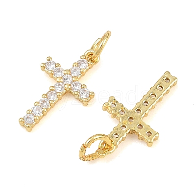 Brass Micro Pave Clear Cubic Zirconia Pendants CU-CBA3D67-04G-1