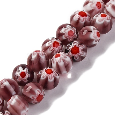 Handmade Millefiori Lampwork Beads Strands LAMP-G164-05O-1