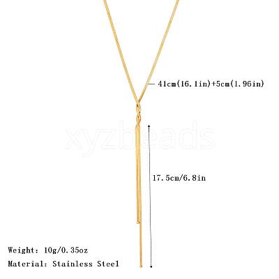304 Stainless Steel Y-Shaped Snake Chain Lariat Necklaces for Women FZ8531-1