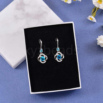 Flower Cubic Zirconia Drop Earring JE910A-1