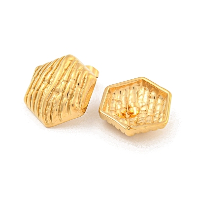 Hexagon 304 Stainless Steel Ear Studs EJEW-L290-019G-1