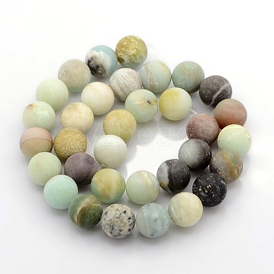 Natural Frosted Flower Amazonite Round Beads G-D616-10mm-1