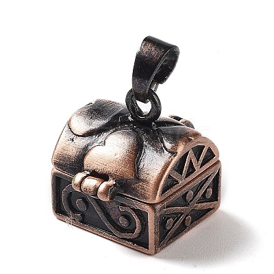 Carved Cuboid Rack Plating Brass Prayer Box Pendants LS-KK-L101-16R-NF-1