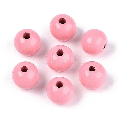 Spray Painted Round Natural Schima Wood Beads WOOD-A018-12mm-06-1