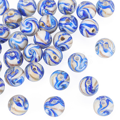 30Pcs Handmade Gold Sand Lampwork Beads LAMP-TA0002-37B-1