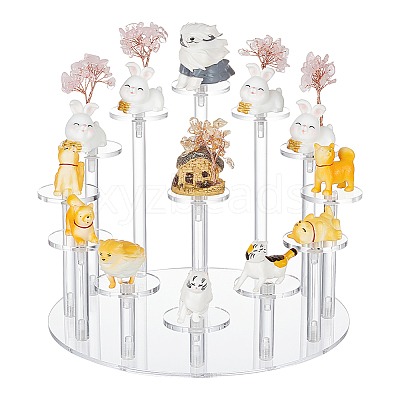 13-Tier Flat Round Acrylic Minifigures Organizer Display Risers ODIS-WH0038-35-1