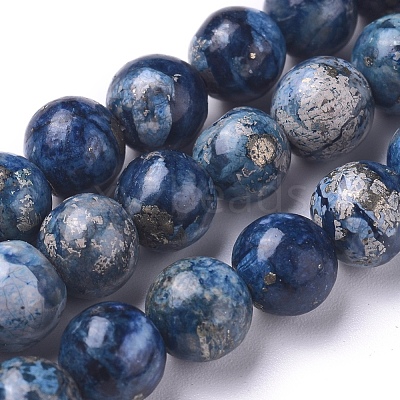 Natural African Pyrite Beads Strands G-D0006-C04-6mm-03-1