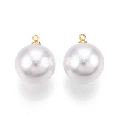 Brass & ABS Plastic Imitation Pearl Pendants KK-N261-16mm-121G-1