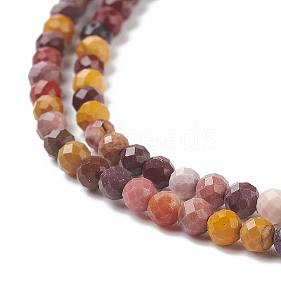 Natural Mookaite Faceted Round Beads Strands G-A129-3mm-19-1-1